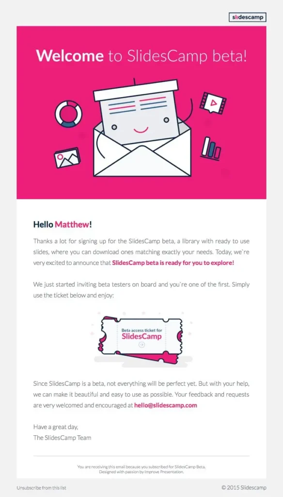 discount welcome email