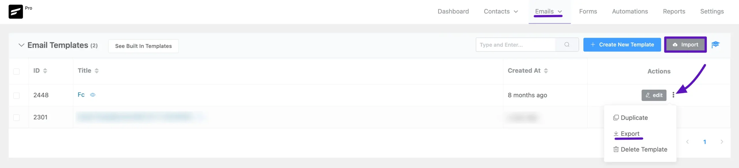 email templates export import