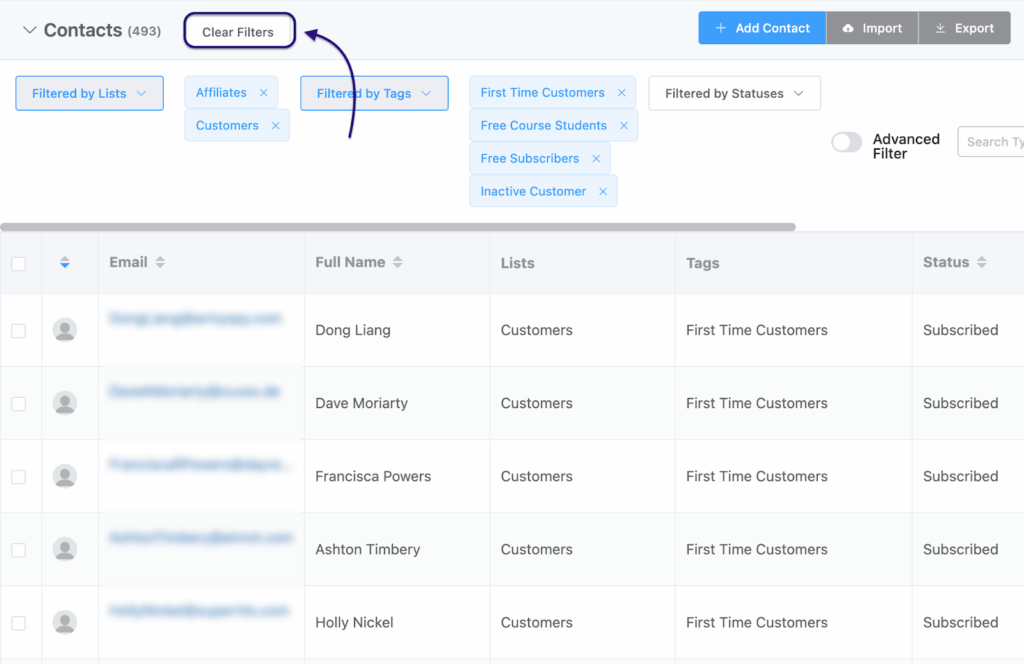 one click filter reset