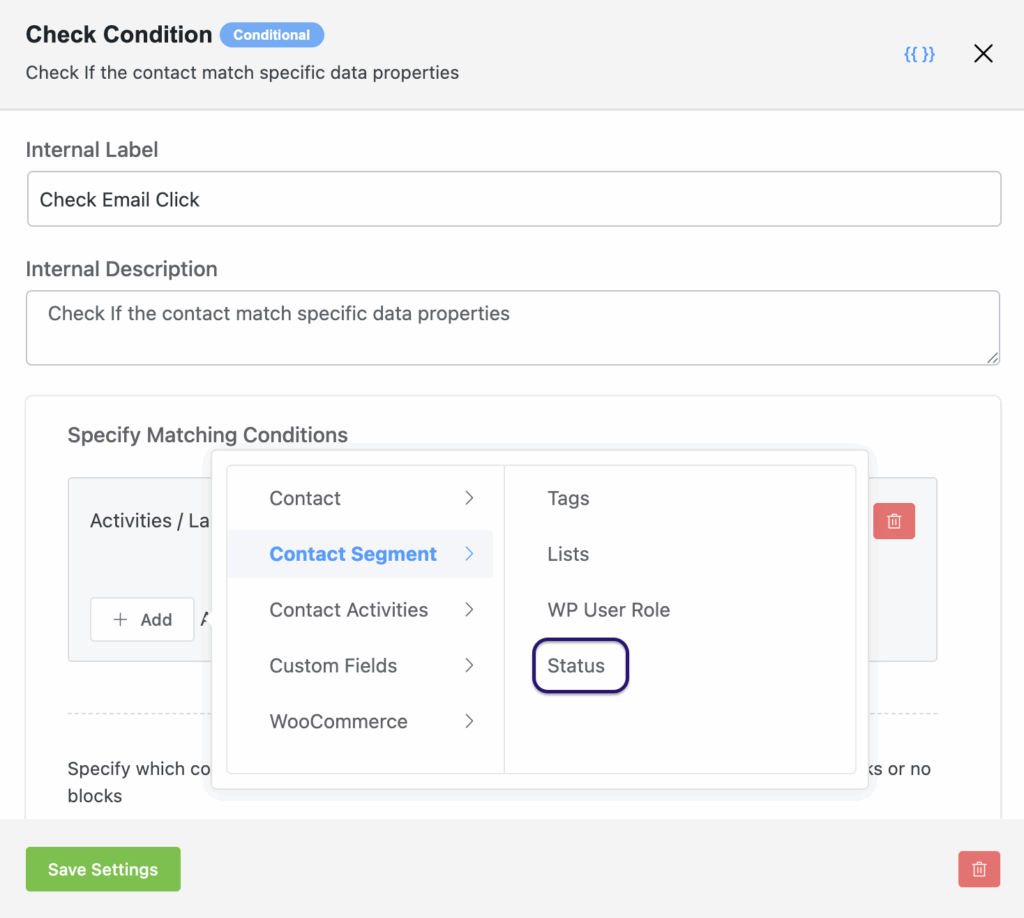 contact status filtering