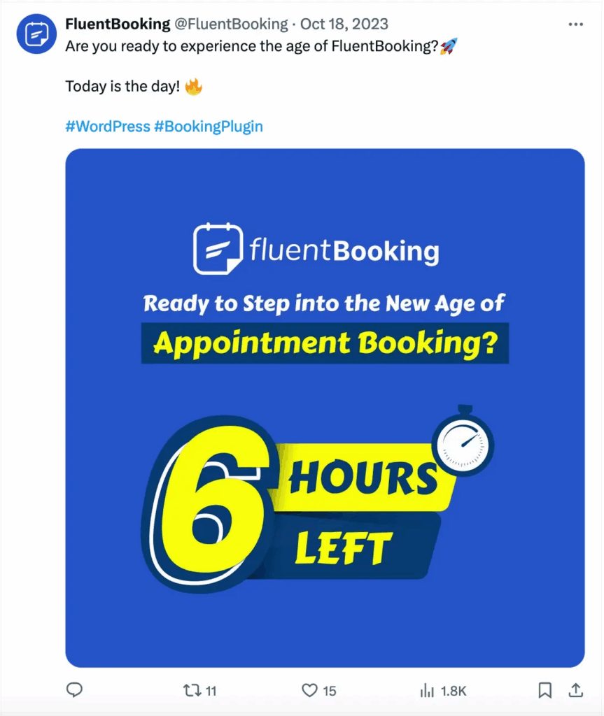 fluentbooking launch announcement on social media