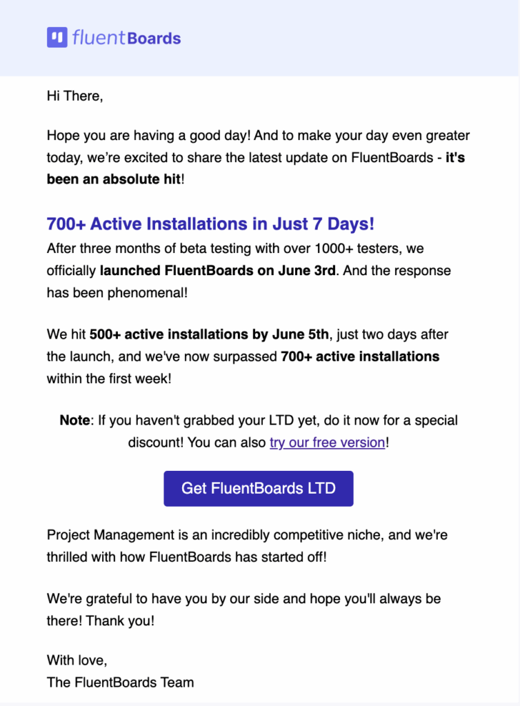 fluentboards launch follow up email