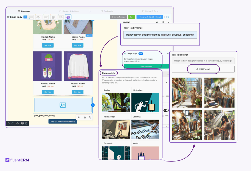 image design and creation with ai in fluetcrm
