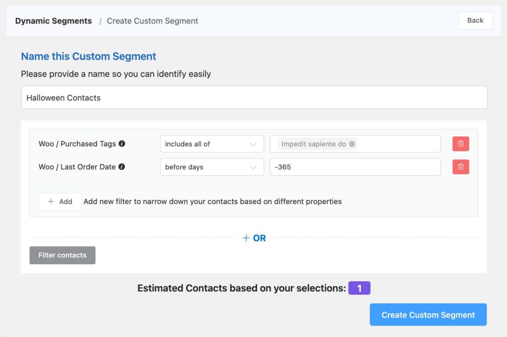 dynamic segmentation feature
