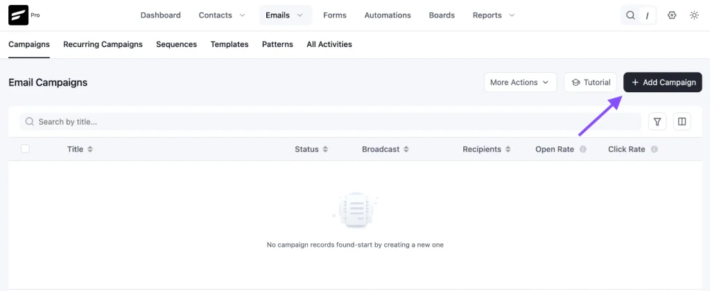 in fluentcrm go to email campaigns create new campaign (1)