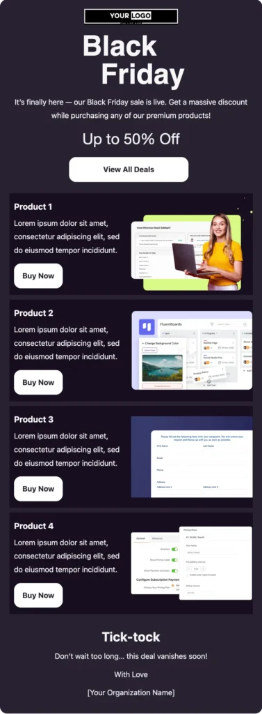 black friday sale email desktop