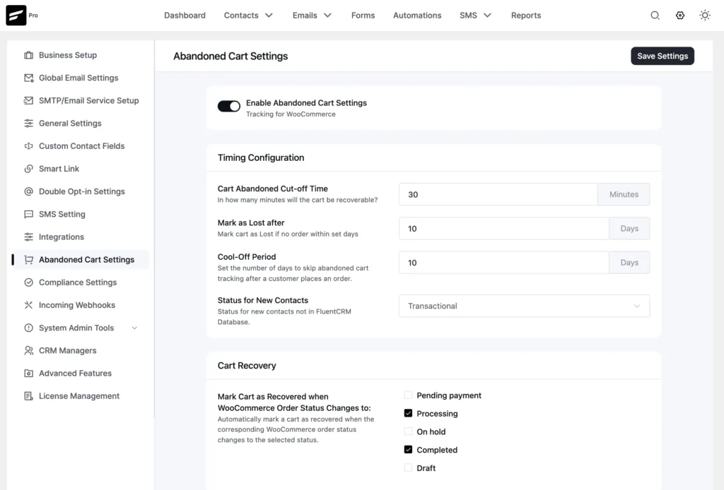abandoned cart enable
