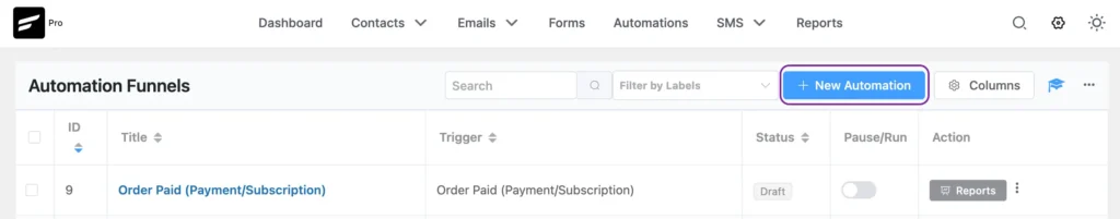 Create New Automation