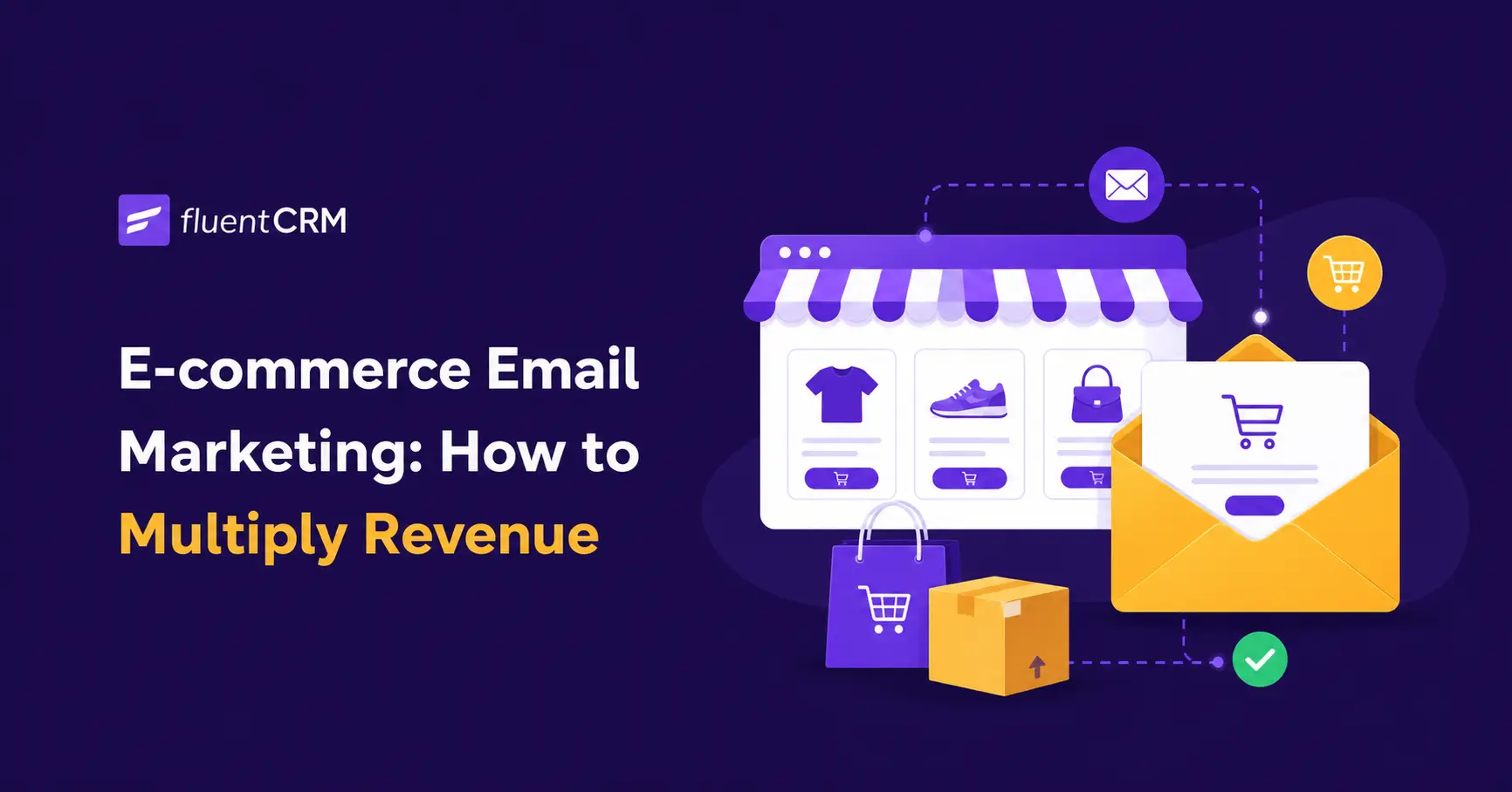 E-commerce email marketing graphic showing tools for multiplying revenue.