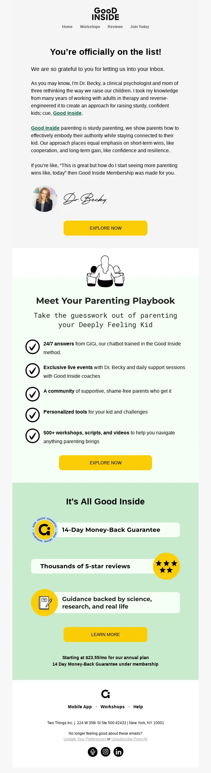 founder’s message browse abandonment email
