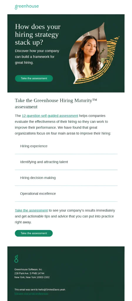 Real-Life Feedback Lead Nurturing Email Template: Greenhouse