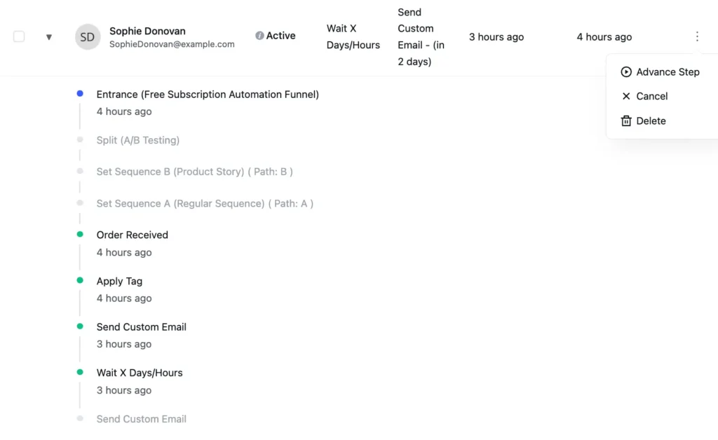 advance automation step