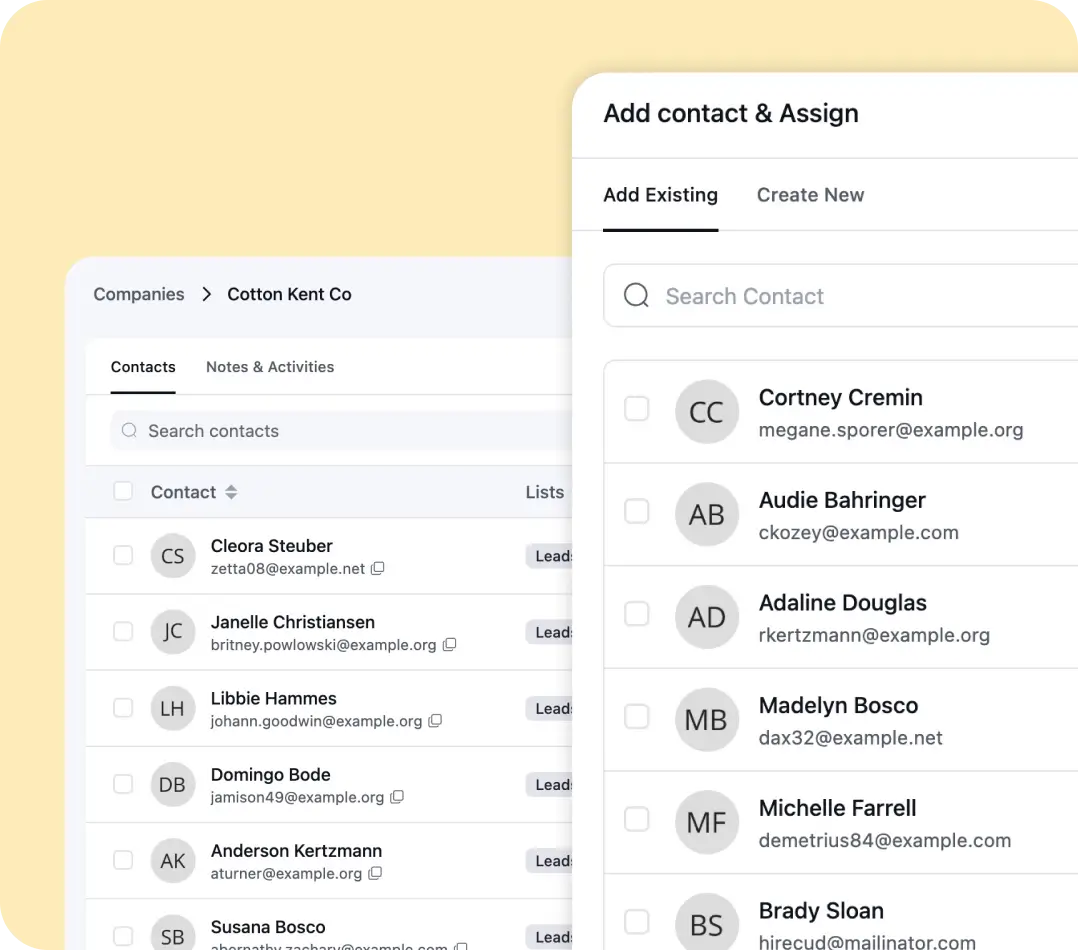 connect people in your company profile fcrm