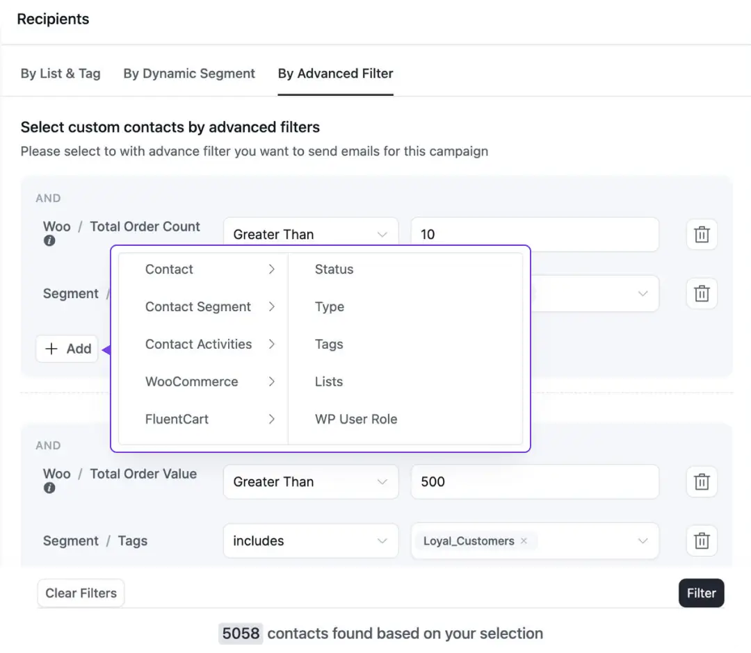 contact management segmentation free crm