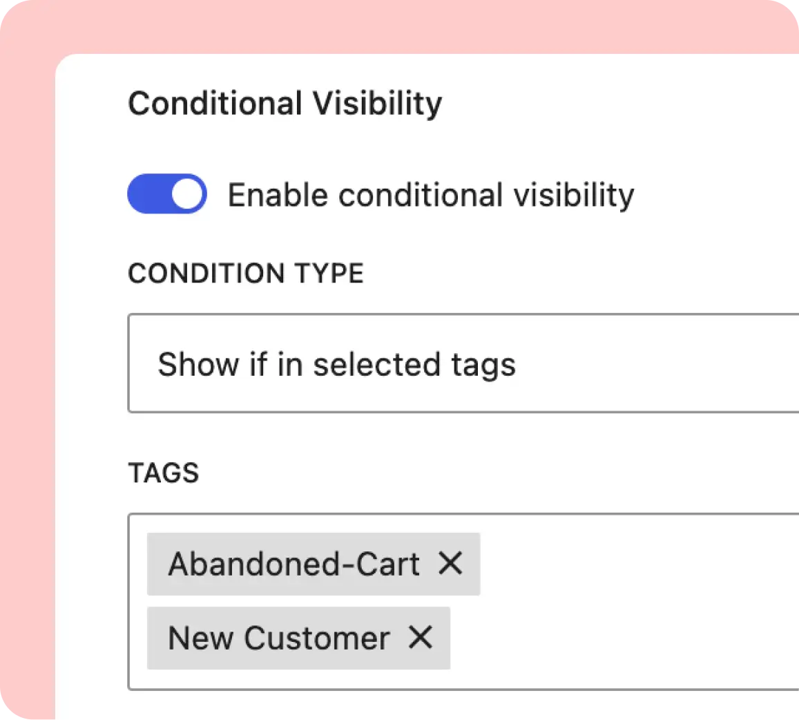 create, personalize, and deliver with conditional blocks banner