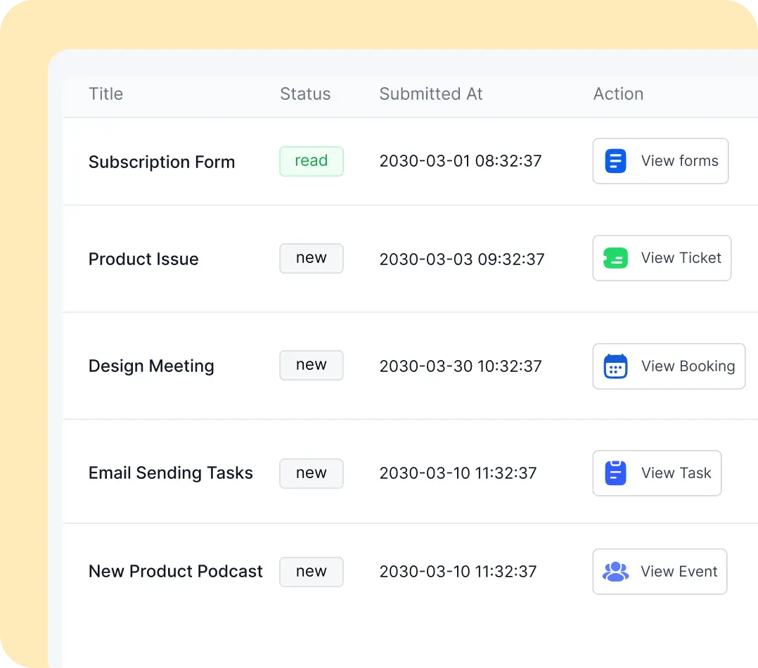 forms, notes, tasks, and bookings— all in one place!