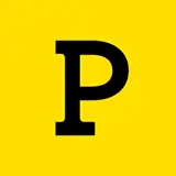 Black uppercase letter P on a solid yellow background.
