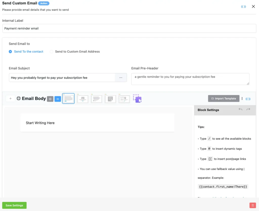 send reminder emails
