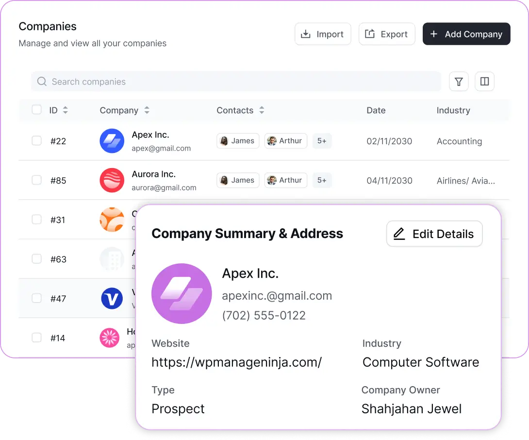 store all your business data, not just contacts! fcrm