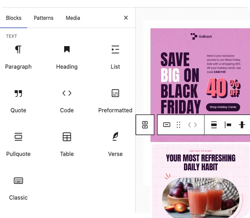 email block editor img