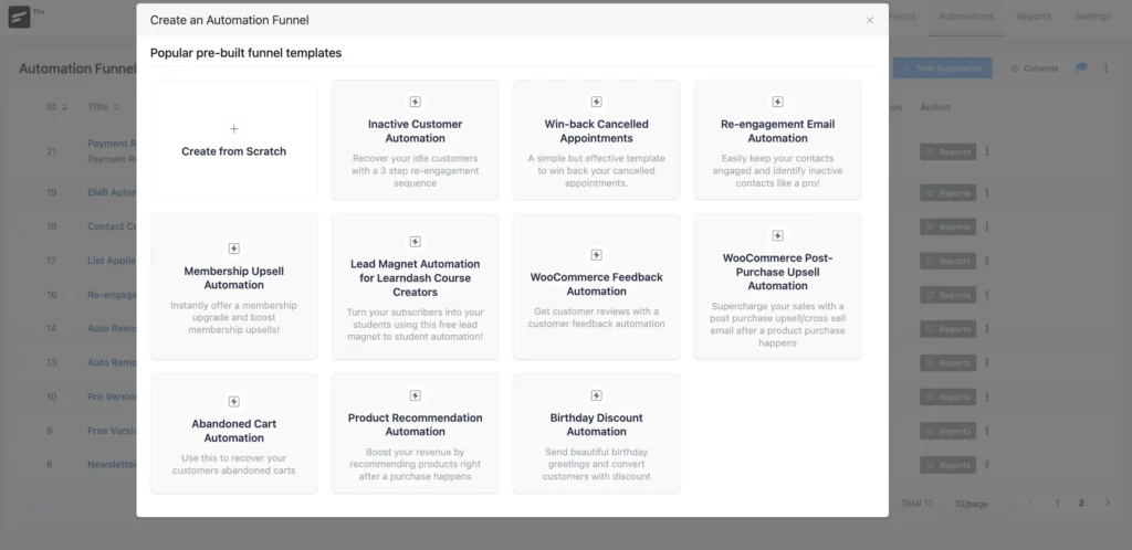 set up automation funnel