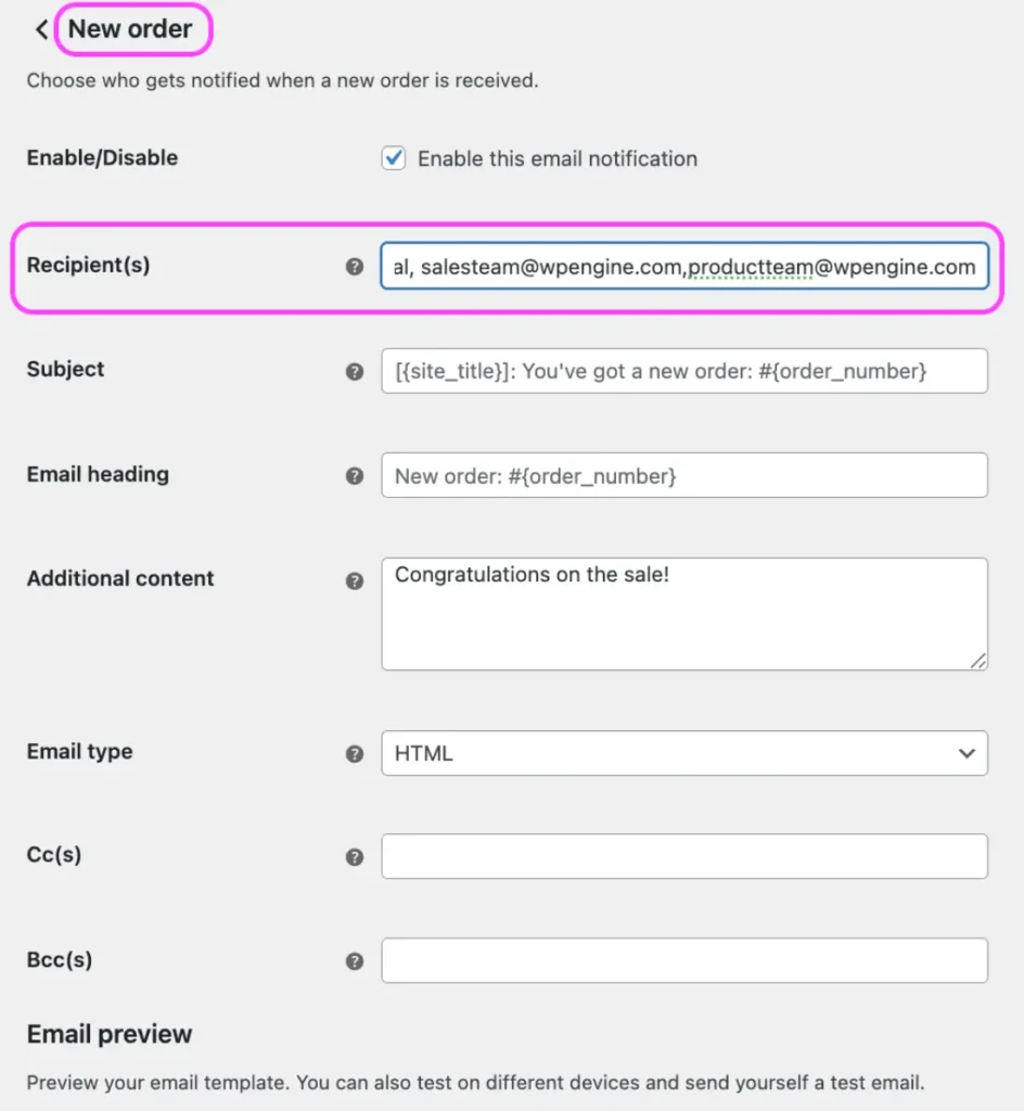 Admin notification