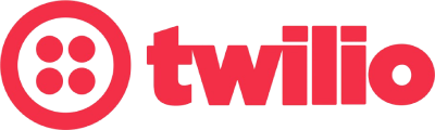 Red Twilio logo and icon on a black background.