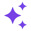 Pixel art of three purple four-pointed stars.