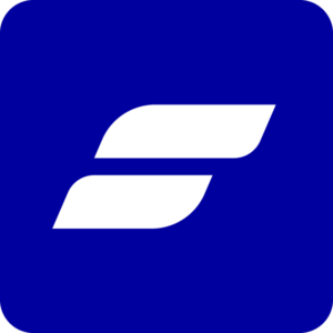 White stylized S logo on a blue rounded square background.