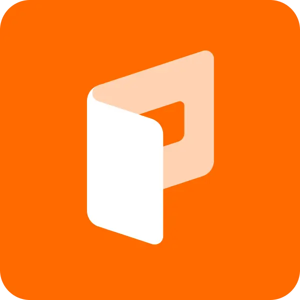 Abstract P letter icon in white and orange