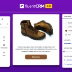 Screenshot of FluentCRM 3.0's drag-and-drop email editor interface.