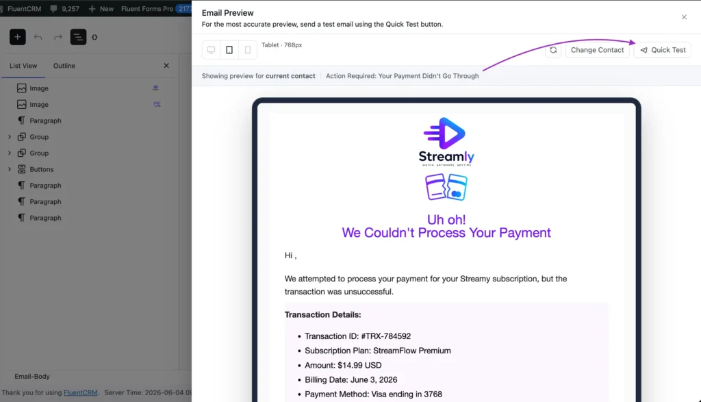 Preview & Test Email