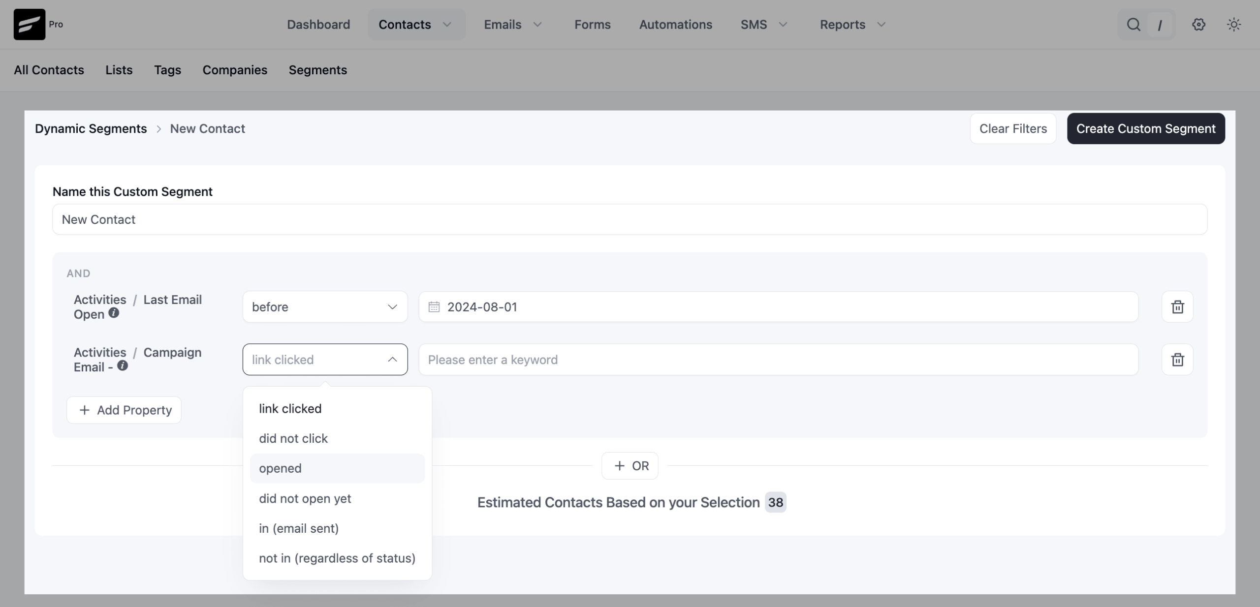 dynamic segmentation based on email