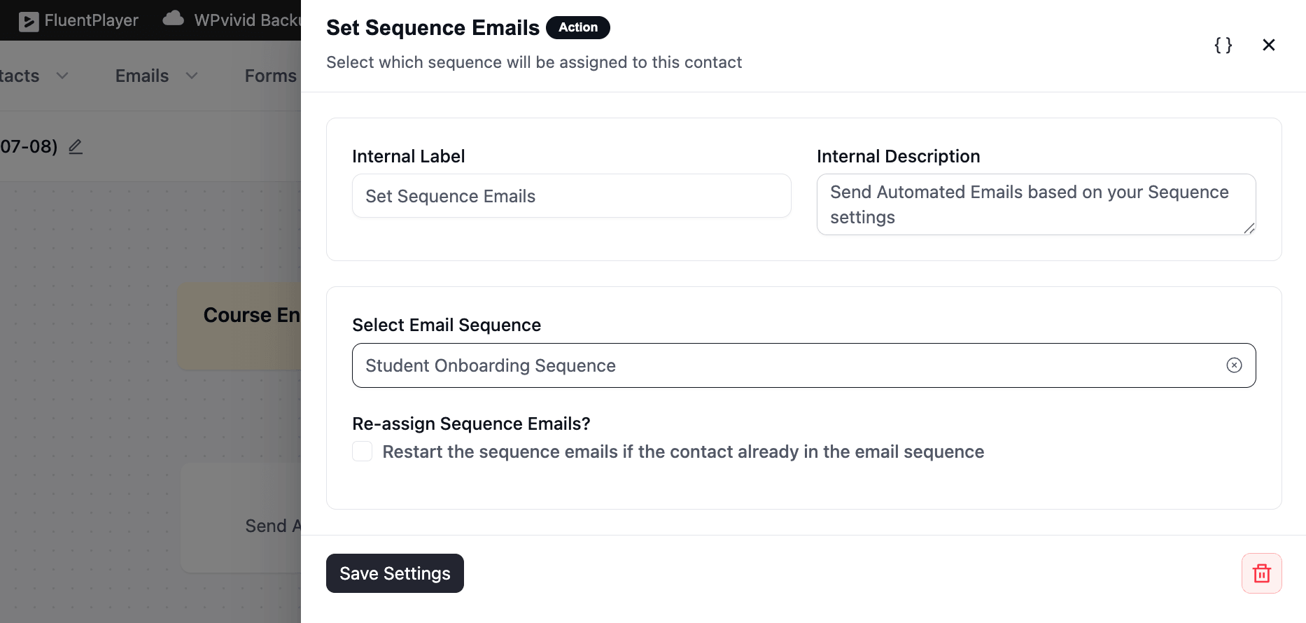 email sequence in automation
