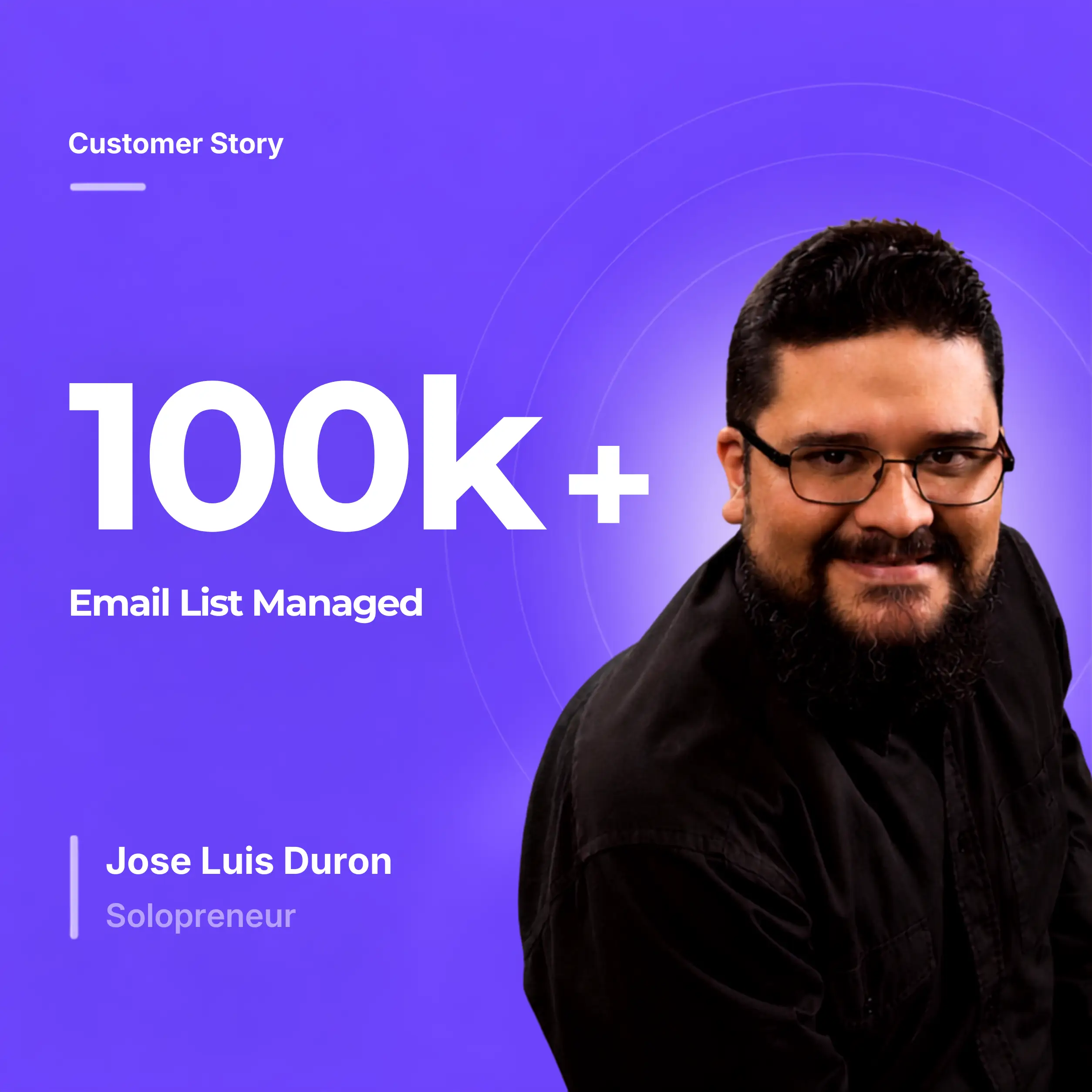 Jose Luis Duron, Solopreneur, managed 100k+ email list.