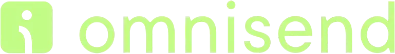 Lime green Omnisend company logo on a black background.
