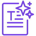 Purple document icon with sparkles for content enhancement.
