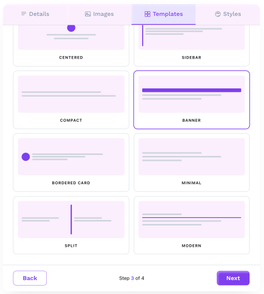 email signature generator step 3 choose signature templates 1x