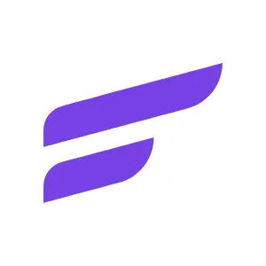 Purple stylized wing-shaped logo on a white background.
