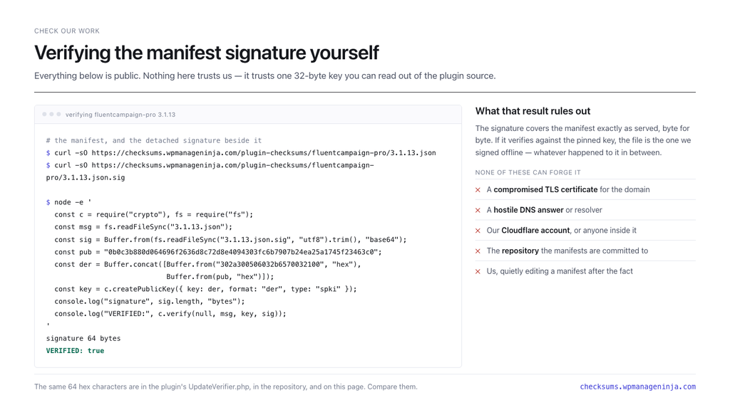 Step-by-step guide for manual manifest signature verification via code.