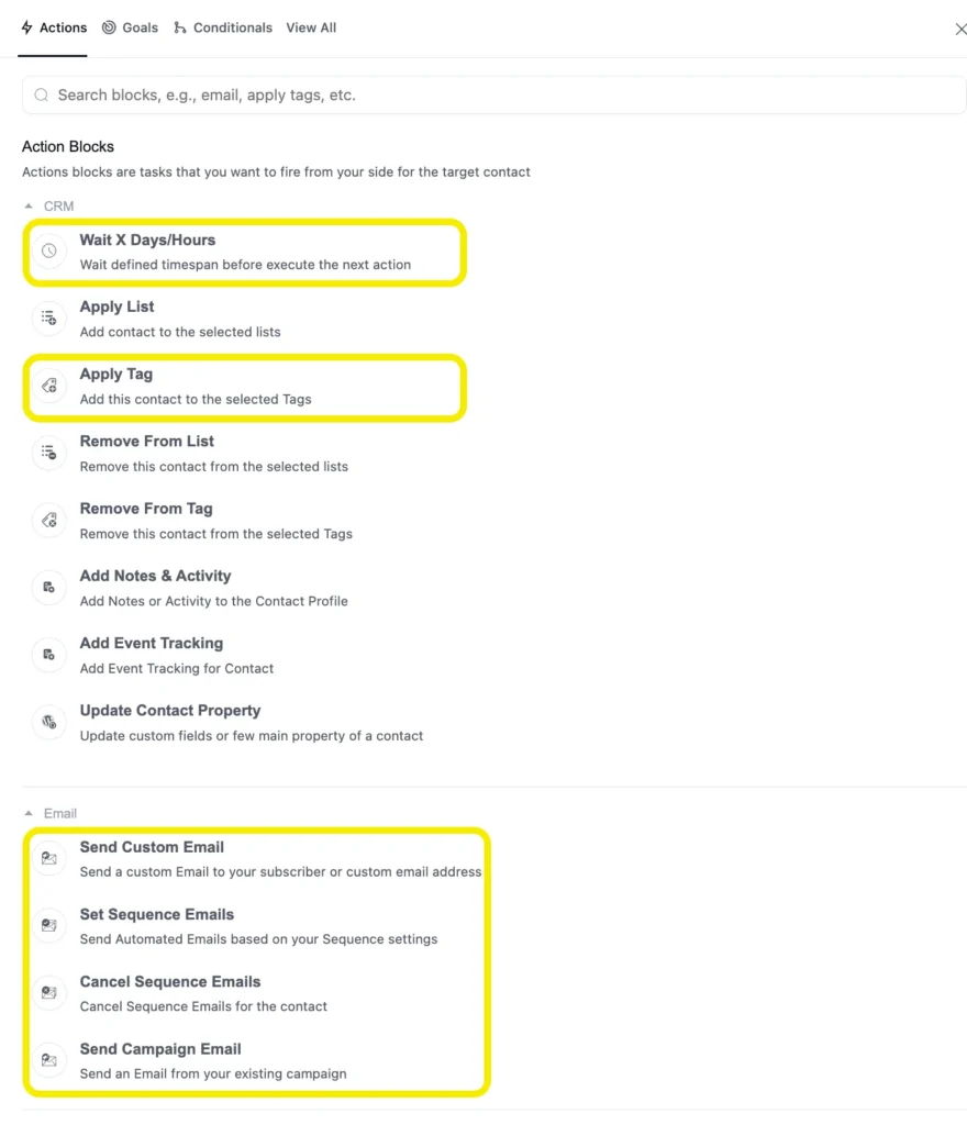 12. fluentcrm launch waitlist actions