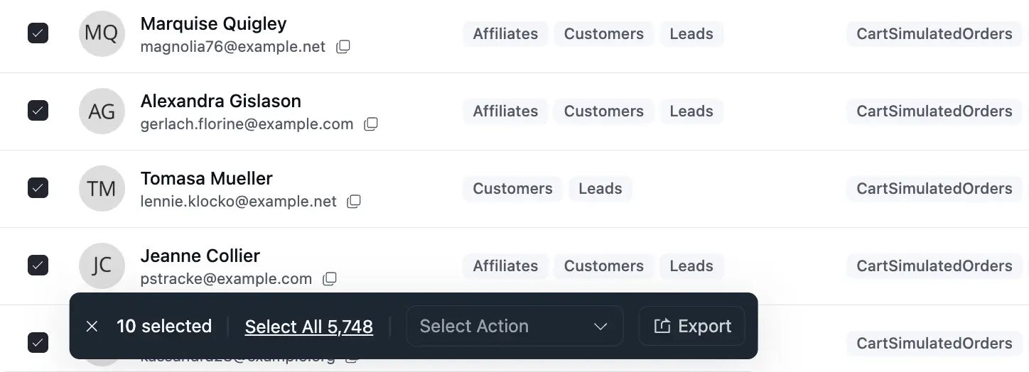 dynamic contact select all