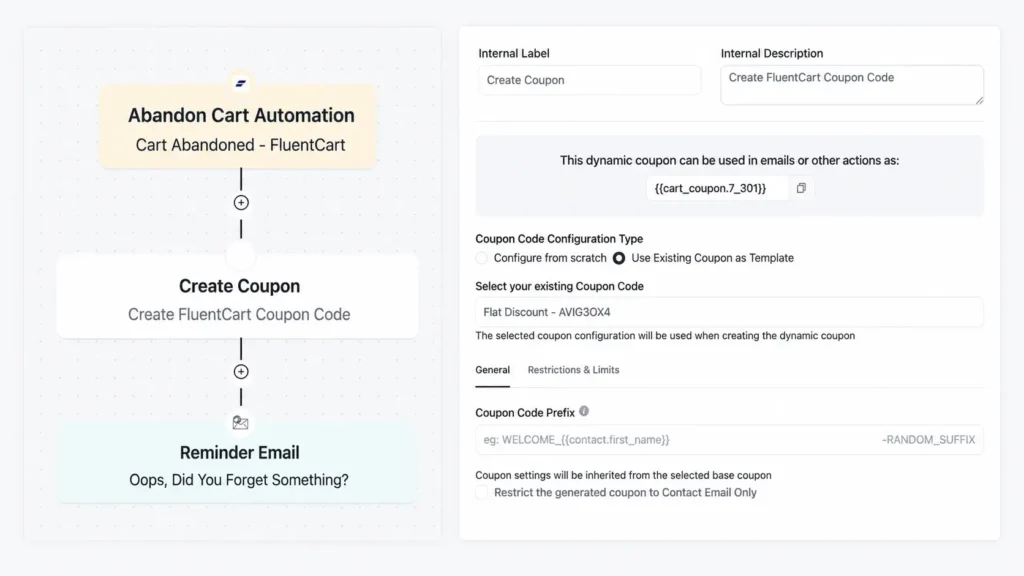 FluentCart Coupon Code Action automation