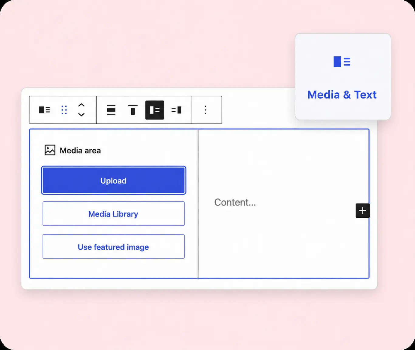Interface of a digital Media and Text block editor.