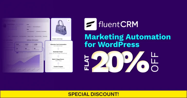 FluentCRM marketing automation for WordPress with flat 20% discount.