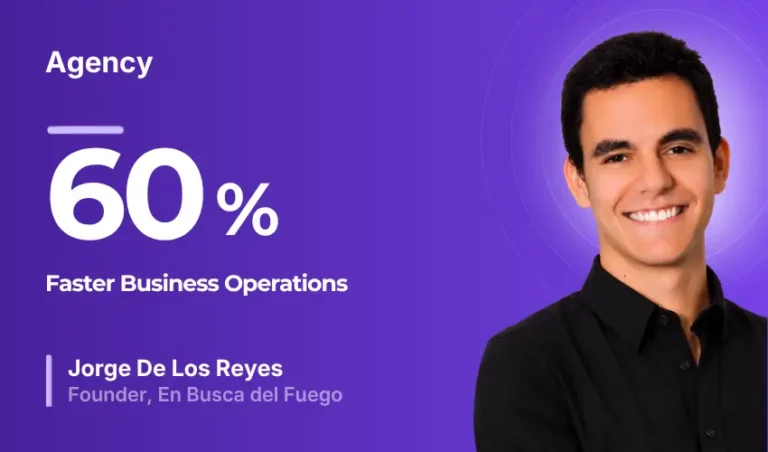 Jorge De Los Reyes and 60% faster business operations text.