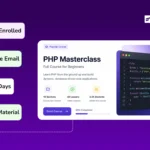 FluentCRM automation workflow for a PHP Masterclass course enrollment.