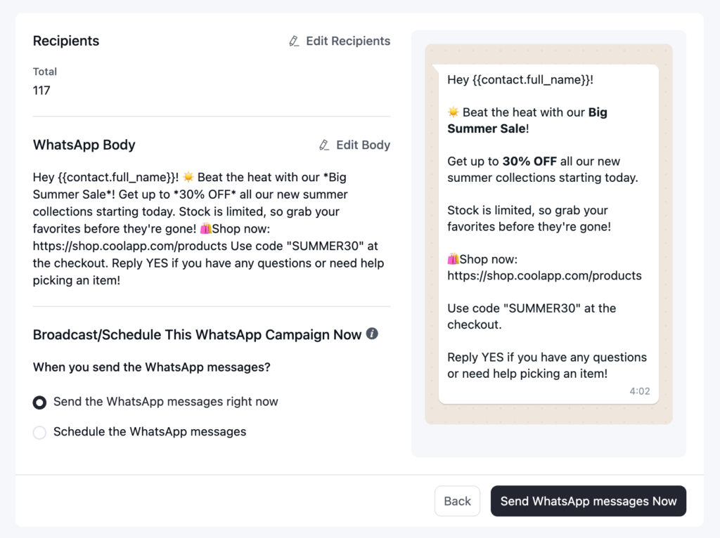 whatsapp campaigns