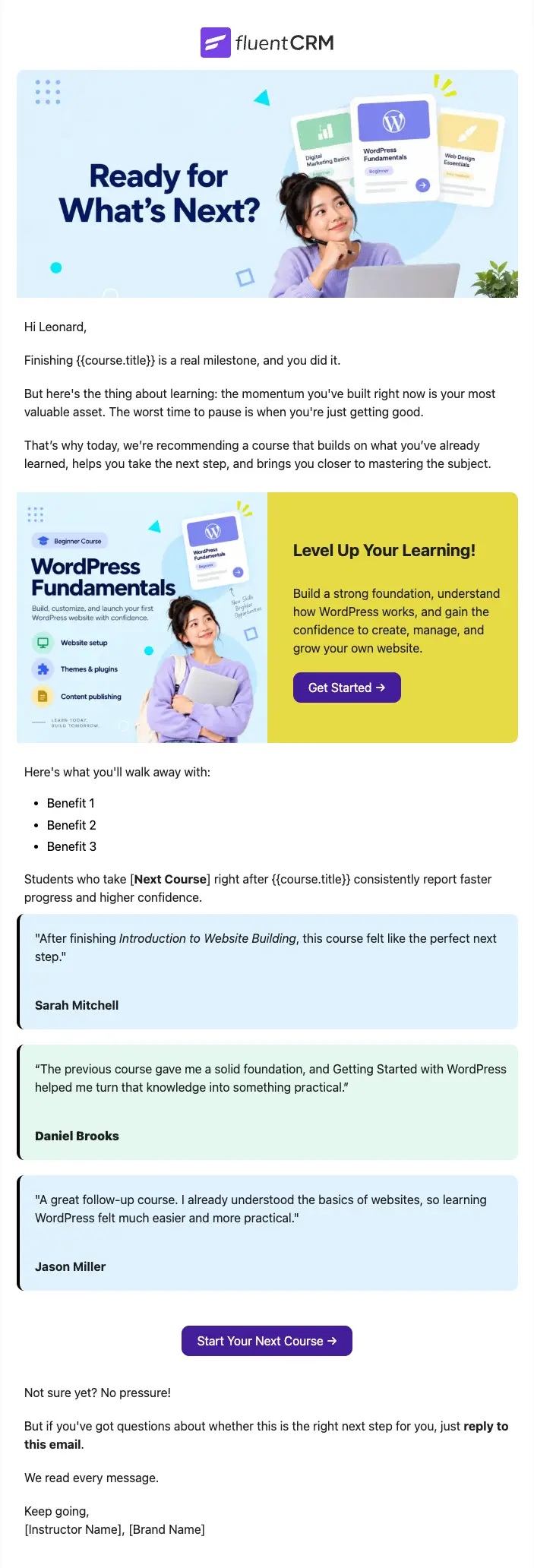 next course recommendation email