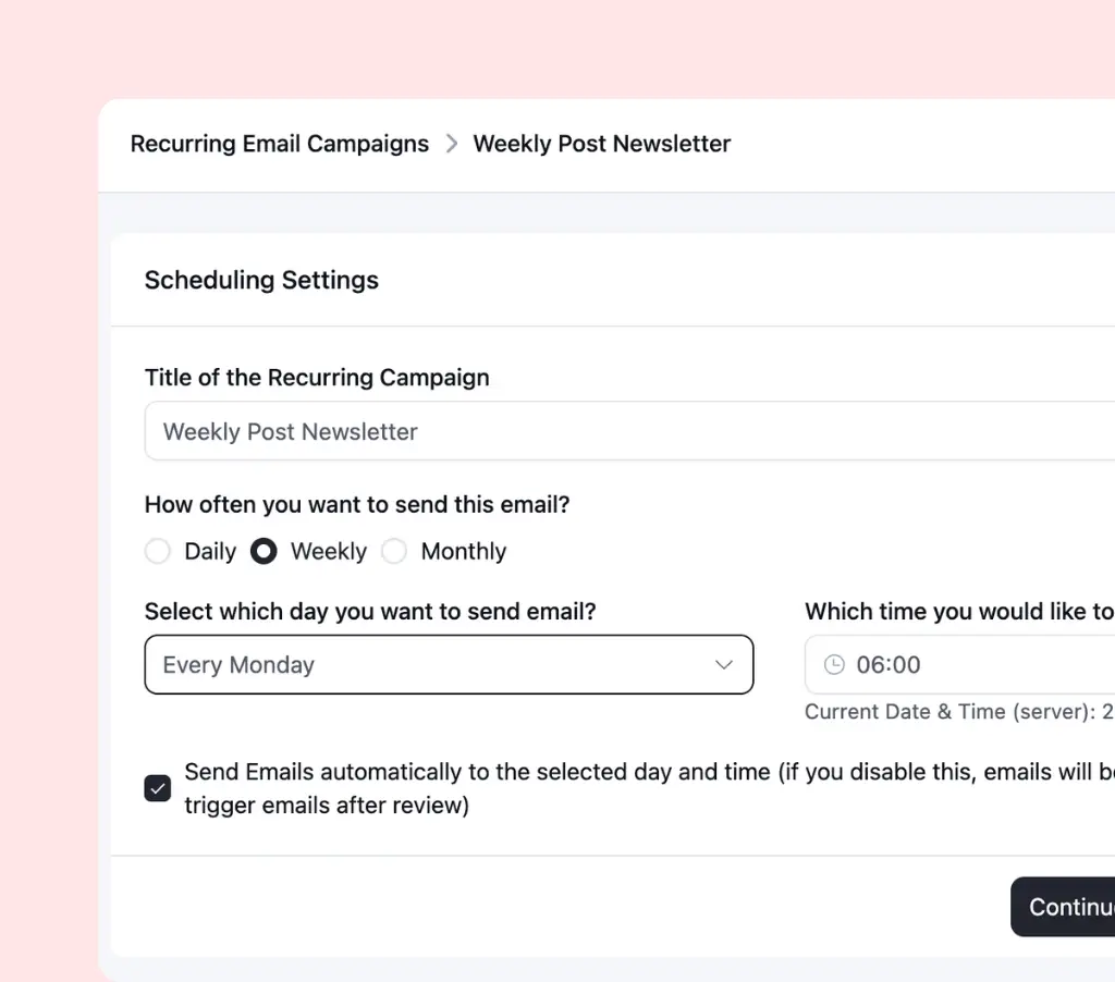 set email sending rhythm
